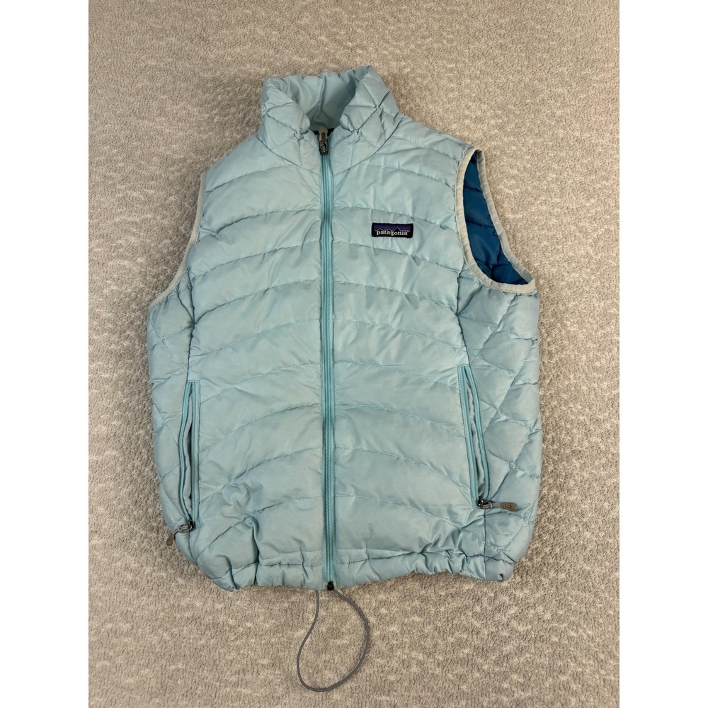 Patagonia Vest Womens Small Light‎ Blue Down Sweater Puffer Quilted Zip Packable
